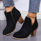 Women’s Sleek Side-Zipper Chunky Heel Ankle Boots