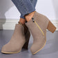 Women’s Sleek Side-Zipper Chunky Heel Ankle Boots