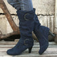 Women's Ruched Round Toe Knee High Boots
