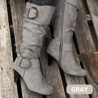 Women's Ruched Round Toe Knee High Boots