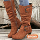 Women's Ruched Round Toe Knee High Boots