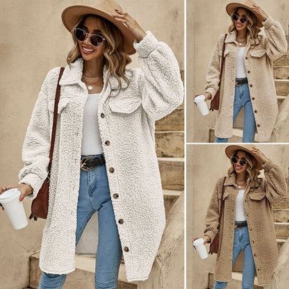 Trendy Winter Knielange Fluffy Jas voor Dames