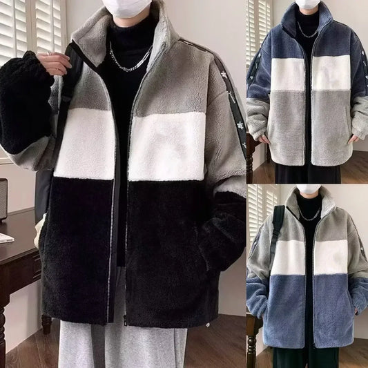 New Contrast Color Plush Warm Jacket