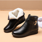 Genuine Leather Metal Buckle Velvet Boots