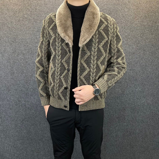 Men's Fashion Knit Lapel Warm Jacket