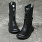 Women's Winter Retro Ultra Soft Synthetic Leather Mid-Calf Boots