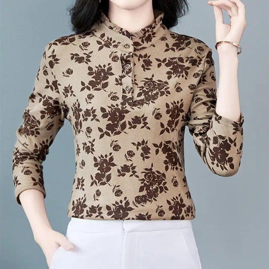 Middle-Aged Women's Printed Pullover