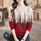 Colorblocked Fashion Casual Mockneck Knit Top