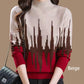 Colorblocked Fashion Casual Mockneck Knit Top