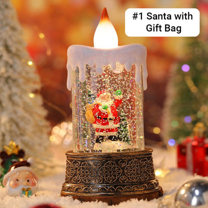 Candle Style Christmas Snow Globe Light