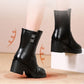 Women’s Warm Black Synthetic Leather Boots
