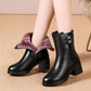 Women’s Warm Black Synthetic Leather Boots