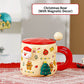 Christmas Ceramic Mug Set with Magnetic Decor