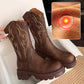 Women's Retro Warm Lined Soft Leather Western Cowgirl Boots