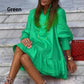 Women Solid Color Long Sleeve Short Dress with Ruffle Hem