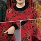 Women’s Floral Round Neck Plush-lined Sweater