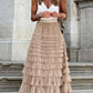 Layered maxi tulle dress with elastic waist