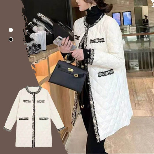 Women’s Elegant Style Mid-length Round-neck Button Coat