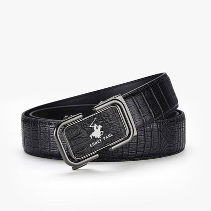 Men's Crocodile Pattern Belt with Automatic Buckle