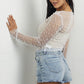 Women's Sheer Mesh Bubble Beaded Long Sleeve Top