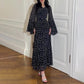 Elegant Print Lotus Sleeves Dress
