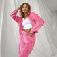 Women's Solid Color Casual Zipper Hooded Top and Pants Two Piece Set