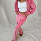 Women's Solid Color Casual Zipper Hooded Top and Pants Two Piece Set