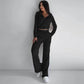 Women's Solid Color Casual Zipper Hooded Top and Pants Two Piece Set