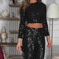 Sexy Long Sleeve Sequined Top & Pants Set