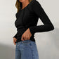 Solid Color Round Neck Slim Knit Top