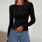 Solid Color Round Neck Slim Knit Top