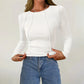 Solid Color Round Neck Slim Knit Top
