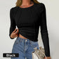 Solid Color Round Neck Slim Knit Top