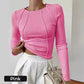 Solid Color Round Neck Slim Knit Top