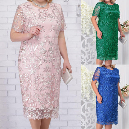 Plus Size Embroidered Cocktail Dress