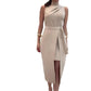 Women's Sleeveless Tie Waist High-Neck Split Midi Dress