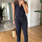 Solid Vest Top & Pants 2-Piece Set