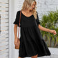 Women's Fashionable Short Sleeve V-Neck Dress with Loose and Flowing Fit