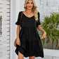 Women's Fashionable Short Sleeve V-Neck Dress with Loose and Flowing Fit
