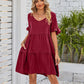 Women's Fashionable Short Sleeve V-Neck Dress with Loose and Flowing Fit