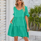 Women's Fashionable Short Sleeve V-Neck Dress with Loose and Flowing Fit