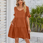 Women's Fashionable Short Sleeve V-Neck Dress with Loose and Flowing Fit