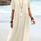 💕Summer New💕Women's Round Neck Cotton Linen Midi Dress