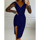 Women's V-Neck Sexy Mesh Wrapped Dress