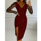 Women's V-Neck Sexy Mesh Wrapped Dress