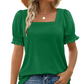 Women's Casual Square Neck Smocked Sleeve T-Shirt