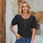 Women's T-Shirts Short Sleeve Round Neck Button Top
