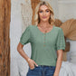Women's T-Shirts Short Sleeve Round Neck Button Top