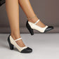 Women's Elegant PU Leather Chunky Heel Mary Jane Shoes