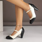 Women's Elegant PU Leather Chunky Heel Mary Jane Shoes